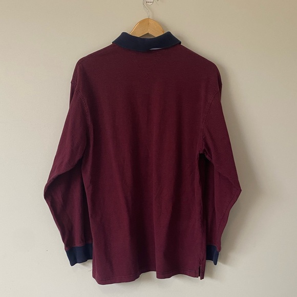 ⛔️Sold⛔️Tommy Hilfiger Men Red Long Sleeve 100% Cotton Casual Polo T Shirt Sz XL - Picture 3 of 9